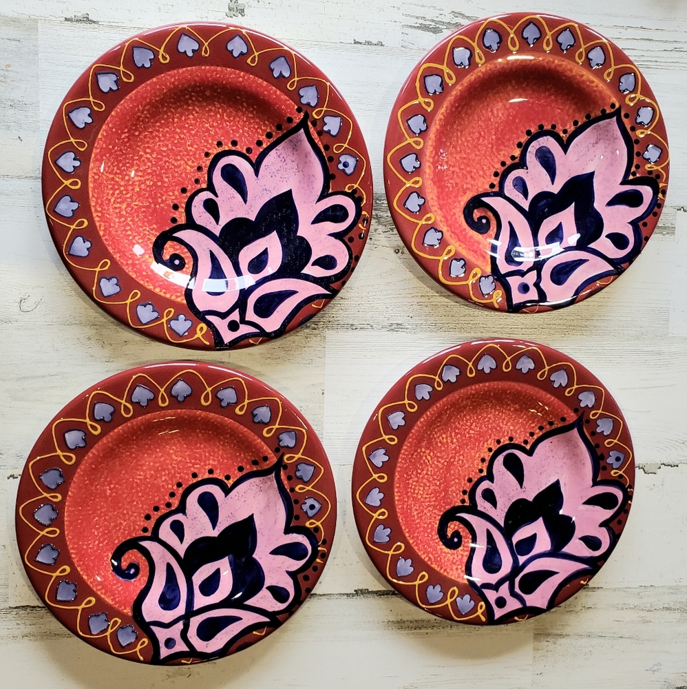 The Cellar by Macy's Salad Plates set of 4 red blue pink yellow
